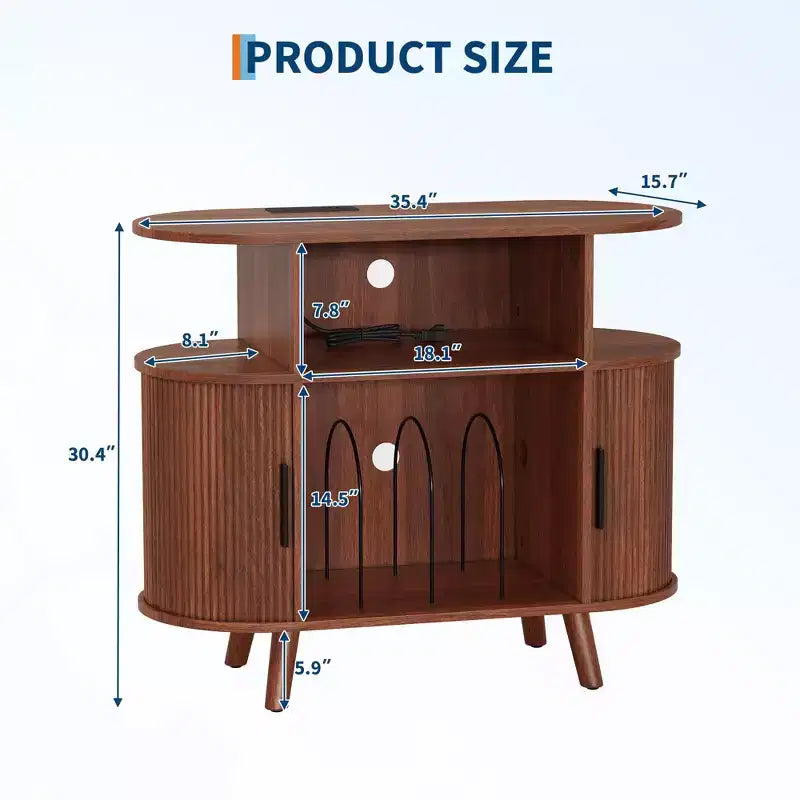 Meuble de rangement pour disques vinyles rustique 35, support pour platine vinyle avec étagères ouvertes, table pour tourne-disque