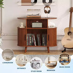Meuble de rangement pour disques vinyles rustique 35, support pour platine vinyle avec étagères ouvertes, table pour tourne-disque
