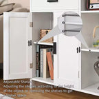 Meuble de salle de bain, Armoire de rangement au sol avec portes et étagères, Meuble de bar à café avec tiroir