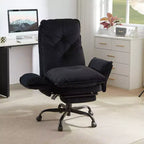 Chaise de bureau avec repose-pieds et accoudoirs relevables, chaise ergonomique à dossier haut croisé avec poches latérales, chaise en cuir à pieds croisés avec roulettes