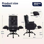 Chaise de bureau avec repose-pieds et accoudoirs relevables, chaise ergonomique à dossier haut croisé avec poches latérales, chaise en cuir à pieds croisés avec roulettes