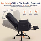 Chaise de bureau avec repose-pieds et accoudoirs relevables, chaise ergonomique à dossier haut croisé avec poches latérales, chaise en cuir à pieds croisés avec roulettes