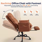 Chaise de bureau avec repose-pieds et accoudoirs relevables, chaise ergonomique à dossier haut croisé avec poches latérales, chaise en cuir à pieds croisés avec roulettes