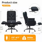 Chaise de bureau avec repose-pieds et accoudoirs relevables, chaise ergonomique à dossier haut croisé avec poches latérales, chaise en cuir à pieds croisés avec roulettes