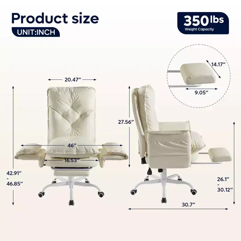 Chaise de bureau avec repose-pieds et accoudoirs relevables, chaise ergonomique à dossier haut croisé avec poches latérales, chaise en cuir à pieds croisés avec roulettes