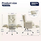 Chaise de bureau avec repose-pieds et accoudoirs relevables, chaise ergonomique à dossier haut croisé avec poches latérales, chaise en cuir à pieds croisés avec roulettes