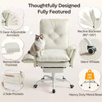 Chaise de bureau avec repose-pieds et accoudoirs relevables, chaise ergonomique à dossier haut croisé avec poches latérales, chaise en cuir à pieds croisés avec roulettes