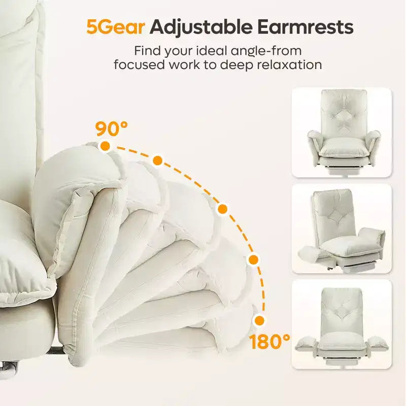 Chaise de bureau avec repose-pieds et accoudoirs relevables, chaise ergonomique à dossier haut croisé avec poches latérales, chaise en cuir à pieds croisés avec roulettes
