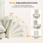 Chaise de bureau avec repose-pieds et accoudoirs relevables, chaise ergonomique à dossier haut croisé avec poches latérales, chaise en cuir à pieds croisés avec roulettes