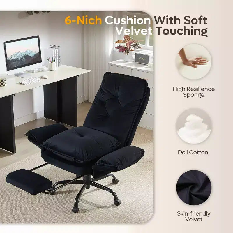 Chaise de bureau avec repose-pieds et accoudoirs relevables, chaise ergonomique à dossier haut croisé avec poches latérales, chaise en cuir à pieds croisés avec roulettes