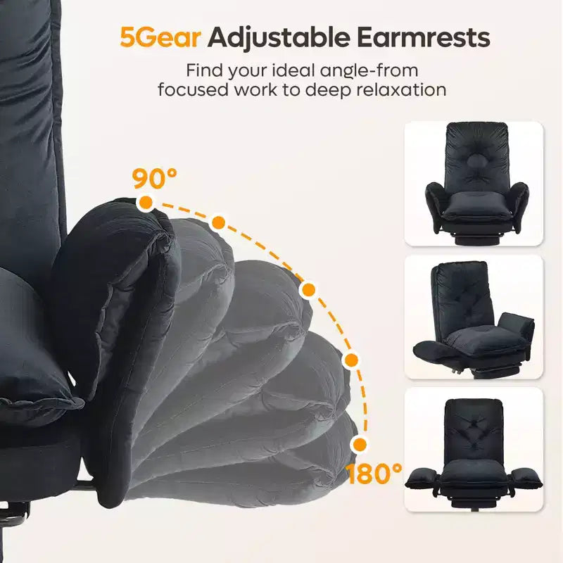 Chaise de bureau avec repose-pieds et accoudoirs relevables, chaise ergonomique à dossier haut croisé avec poches latérales, chaise en cuir à pieds croisés avec roulettes