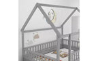 Cadre de lit au sol avec toit, Lit Montessori pour tout-petits avec clôture surélevée, pour enfants, garçons et filles, montage facile, gris