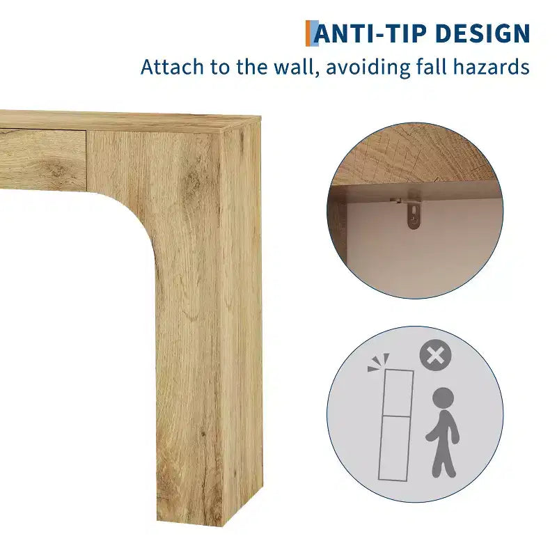 Console rustique de 119 cm avec tiroir, longue table de canapé pour derrière le canapé, table d'entrée et de couloir rustique pour salon, chêne