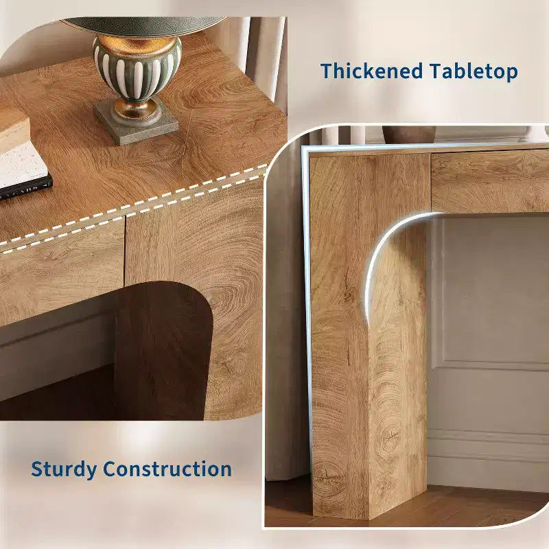 Console rustique de 119 cm avec tiroir, longue table de canapé pour derrière le canapé, table d'entrée et de couloir rustique pour salon, chêne