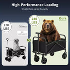 Chariot pliant portable robuste, capacité de 109 kg avec roues et freins, poignée réglable, pliable pour le camping, les courses et le rangement