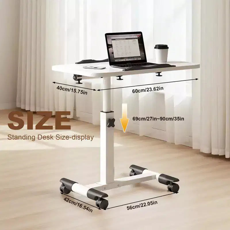 Table de lit à roulettes, table d'appoint pliable, table de chevet roulante, bureau debout à hauteur réglable, postes de travail informatiques pour le bureau à domicile