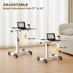 Table de lit à roulettes, table d'appoint pliable, table de chevet roulante, bureau debout à hauteur réglable, postes de travail informatiques pour le bureau à domicile