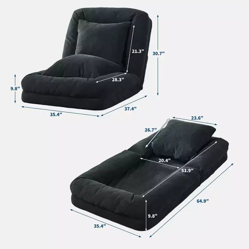 Canapé paresseux réglable à 5 positions de 165 cm, lit pour chien et humain rembourré pour adultes et animaux de compagnie, chaise longue pliable au sol