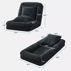 Canapé paresseux réglable à 5 positions de 165 cm, lit pour chien et humain rembourré pour adultes et animaux de compagnie, chaise longue pliable au sol
