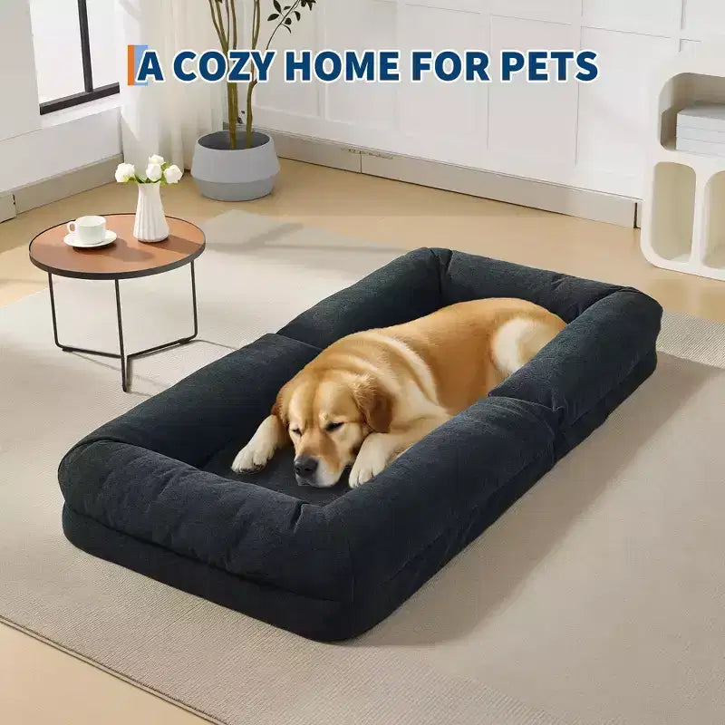 Canapé paresseux réglable à 5 positions de 165 cm, lit pour chien et humain rembourré pour adultes et animaux de compagnie, chaise longue pliable au sol