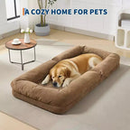 Canapé paresseux réglable à 5 positions de 165 cm, lit pour chien et humain rembourré pour adultes et animaux de compagnie, chaise longue pliable au sol