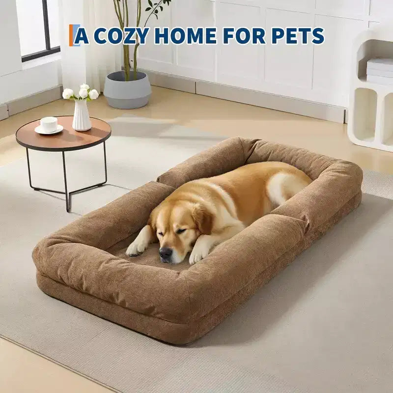 Canapé paresseux réglable à 5 positions de 165 cm, lit pour chien et humain rembourré pour adultes et animaux de compagnie, chaise longue pliable au sol