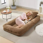 Canapé paresseux réglable à 5 positions de 165 cm, lit pour chien et humain rembourré pour adultes et animaux de compagnie, chaise longue pliable au sol