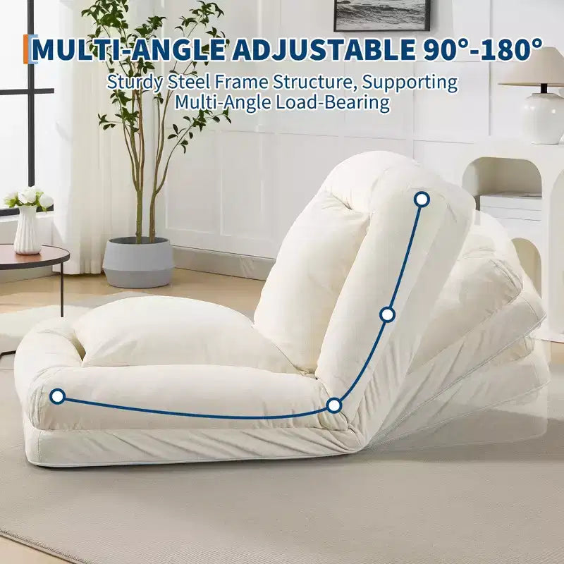 Canapé paresseux réglable à 5 positions de 165 cm, lit pour chien et humain rembourré pour adultes et animaux de compagnie, chaise longue pliable au sol