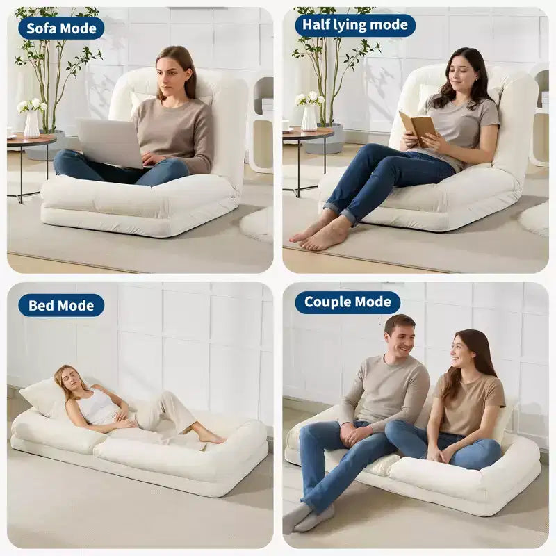 Canapé paresseux réglable à 5 positions de 165 cm, lit pour chien et humain rembourré pour adultes et animaux de compagnie, chaise longue pliable au sol