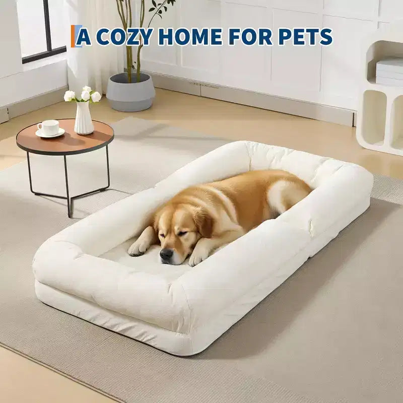 Canapé paresseux réglable à 5 positions de 165 cm, lit pour chien et humain rembourré pour adultes et animaux de compagnie, chaise longue pliable au sol