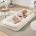 Canapé paresseux réglable à 5 positions de 165 cm, lit pour chien et humain rembourré pour adultes et animaux de compagnie, chaise longue pliable au sol
