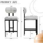 2 tabourets de bar en tissu rembourré à hauteur de comptoir pour salles à manger, chaises sans accoudoirs tabourets d'îlot de cuisine avec pieds en métal noir