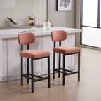 2 tabourets de bar en tissu rembourré à hauteur de comptoir pour salles à manger, chaises sans accoudoirs tabourets d'îlot de cuisine avec pieds en métal noir