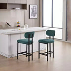 2 tabourets de bar en tissu rembourré à hauteur de comptoir pour salles à manger, chaises sans accoudoirs tabourets d'îlot de cuisine avec pieds en métal noir
