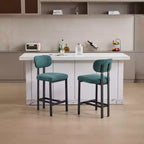 2 tabourets de bar en tissu rembourré à hauteur de comptoir pour salles à manger, chaises sans accoudoirs tabourets d'îlot de cuisine avec pieds en métal noir