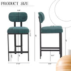 2 tabourets de bar en tissu rembourré à hauteur de comptoir pour salles à manger, chaises sans accoudoirs tabourets d'îlot de cuisine avec pieds en métal noir