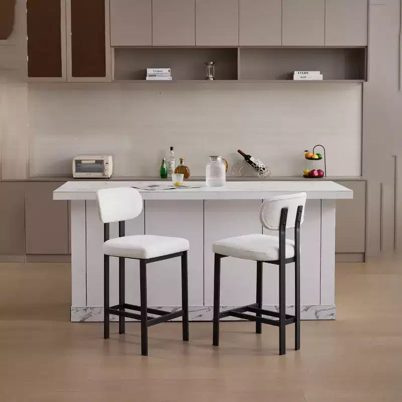 2 tabourets de bar en tissu rembourré à hauteur de comptoir pour salles à manger, chaises sans accoudoirs tabourets d'îlot de cuisine avec pieds en métal noir