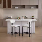 2 tabourets de bar en tissu rembourré à hauteur de comptoir pour salles à manger, chaises sans accoudoirs tabourets d'îlot de cuisine avec pieds en métal noir