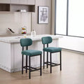 Okak Set of 2 Upholstered Fabric Counter Height Bar Stools for Dining Rooms,Armless Chairs Kitchen Island Stools with Black Metal Legs