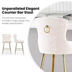 2 tabourets de bar en similicuir à hauteur de comptoir pour salles à manger, îlots de cuisine, chaises à dossier haut capitonnées avec pieds dorés