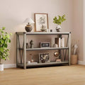 47 Table Console d'Entrée Étroite 3 Niveaux avec Étagères de Rangement (Gris, pour Salon/Couloir/Cuisine)
