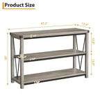 47 Table Console d'Entrée Étroite 3 Niveaux avec Étagères de Rangement (Gris, pour Salon/Couloir/Cuisine)