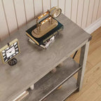 47 Table Console d'Entrée Étroite 3 Niveaux avec Étagères de Rangement (Gris, pour Salon/Couloir/Cuisine)