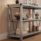 47 Table Console d'Entrée Étroite 3 Niveaux avec Étagères de Rangement (Gris, pour Salon/Couloir/Cuisine)