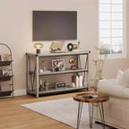 47 Table Console d'Entrée Étroite 3 Niveaux avec Étagères de Rangement (Gris, pour Salon/Couloir/Cuisine)