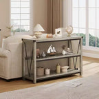 47 Table Console d'Entrée Étroite 3 Niveaux avec Étagères de Rangement (Gris, pour Salon/Couloir/Cuisine)
