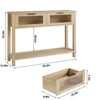 Console en bois Table d'entrée à 2 niveaux pour canapé avec 2 tiroirs en verre pour salon/entrée