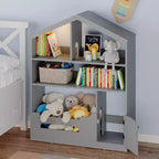 Wooden Kids Bookshelf with Toy Storage, Toddler Bookcase Featuring Motion Sensor Light, Dollhouse Design for Playroom, Bedroom, and Classroom