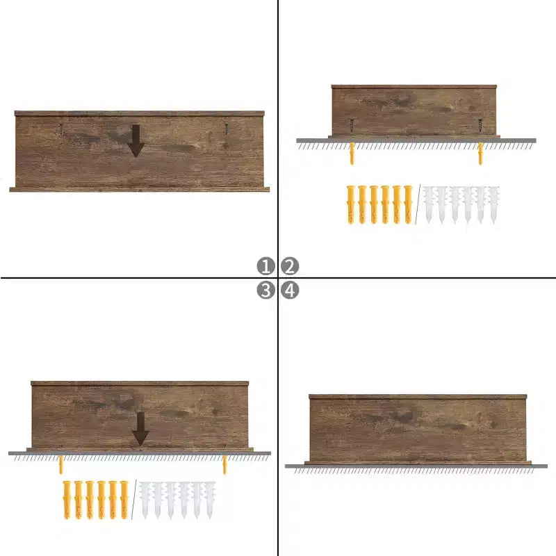 Étagères murales flottantes en bois, Étagères flottantes en bois rustique de 40 cm de large, Présentoir mural pour salon, Marron