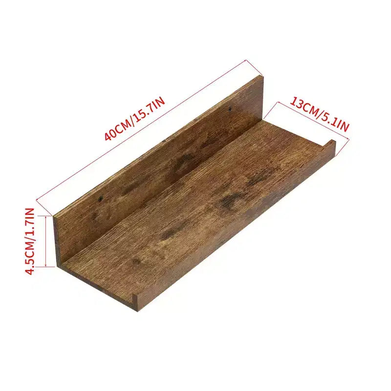 Étagères murales flottantes en bois, Étagères flottantes en bois rustique de 40 cm de large, Présentoir mural pour salon, Marron